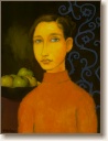 Young Girl with Green Apples, Original Painting by Quincy Verdun Young Girl with Green Apples, Original Painting by Quincy Verdun